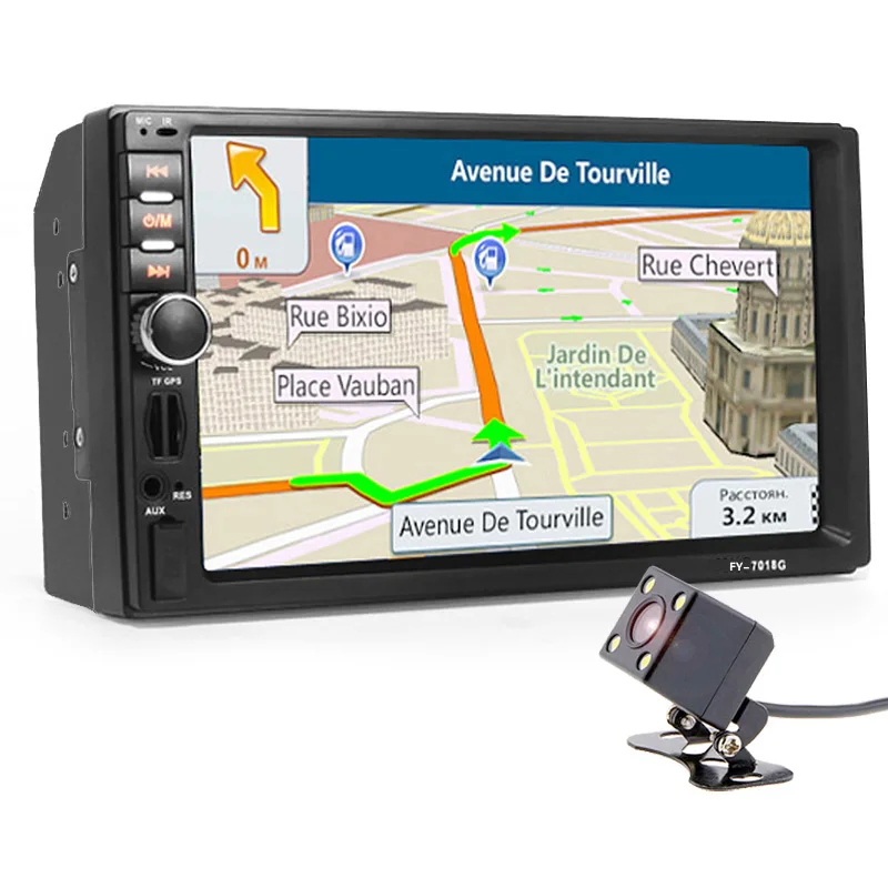 2 DIN навигатор автомобильный GPS Автомагнитола мультимедийный плеер + Камера MAP