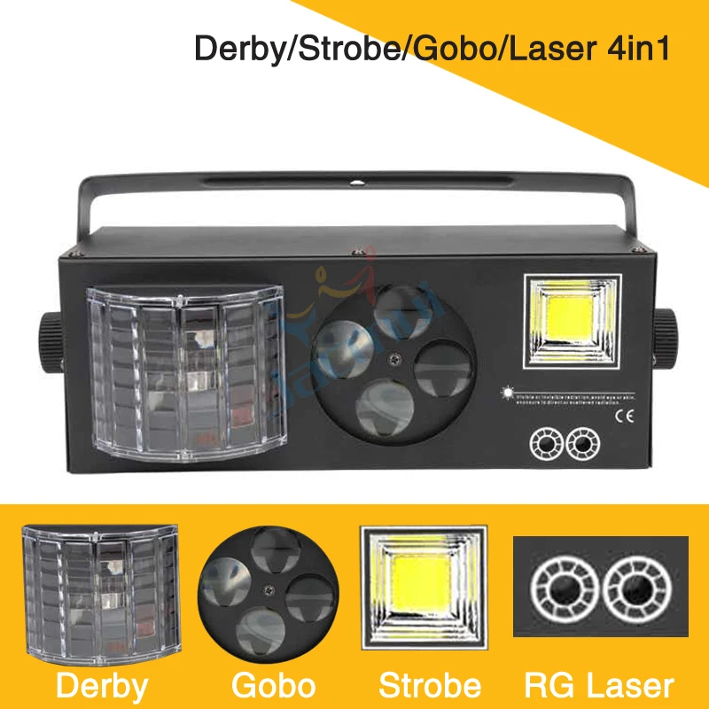 

Дистанционное управление DMX 4 в 1 стробоскоп Gobo лазерный проектор DJ диско светильник щение светодиодные Дерби сценический эффект свет вечер...