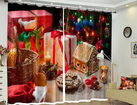 3d curtain 2 Роскошные Рождественские 3D шторы для гостиной спальни дома декоративные rideaux cortinas salon gordijnen firany na okno - Цвет: 3d curtain 2