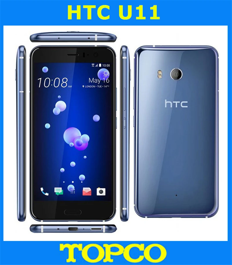 Разблокированный мобильный телефон htc U11, GSM, 3G и 4G, Android, четыре ядра, 5,5 дюймов, 12 МП и 16 МП, wifi, gps, 4 Гб ram, 64 ГБ rom, отпечаток пальца, NFC