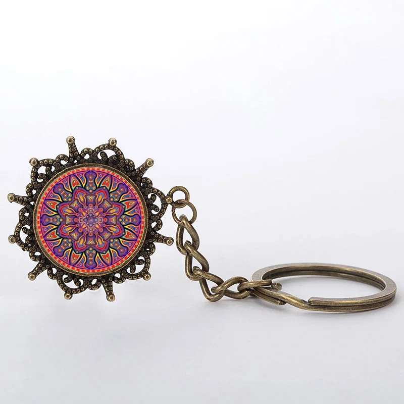 Классический брелок для ключей с изображением мандалы цветка священной