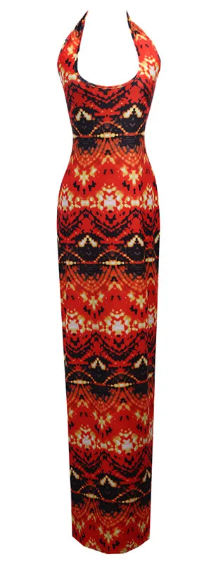 Женское длинное вечернее платье в стиле бохо Пляжное Платье макси с лямкой на шее