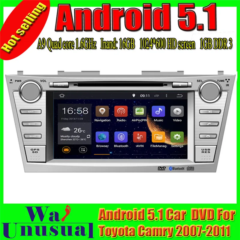 

WANUSUAL 1024*600 8''Octa Core 32G 4G RAM Android 6.0 Car Video Player for Toyota Camry 2007 2008 2009 2010 2011 GPS Navigation