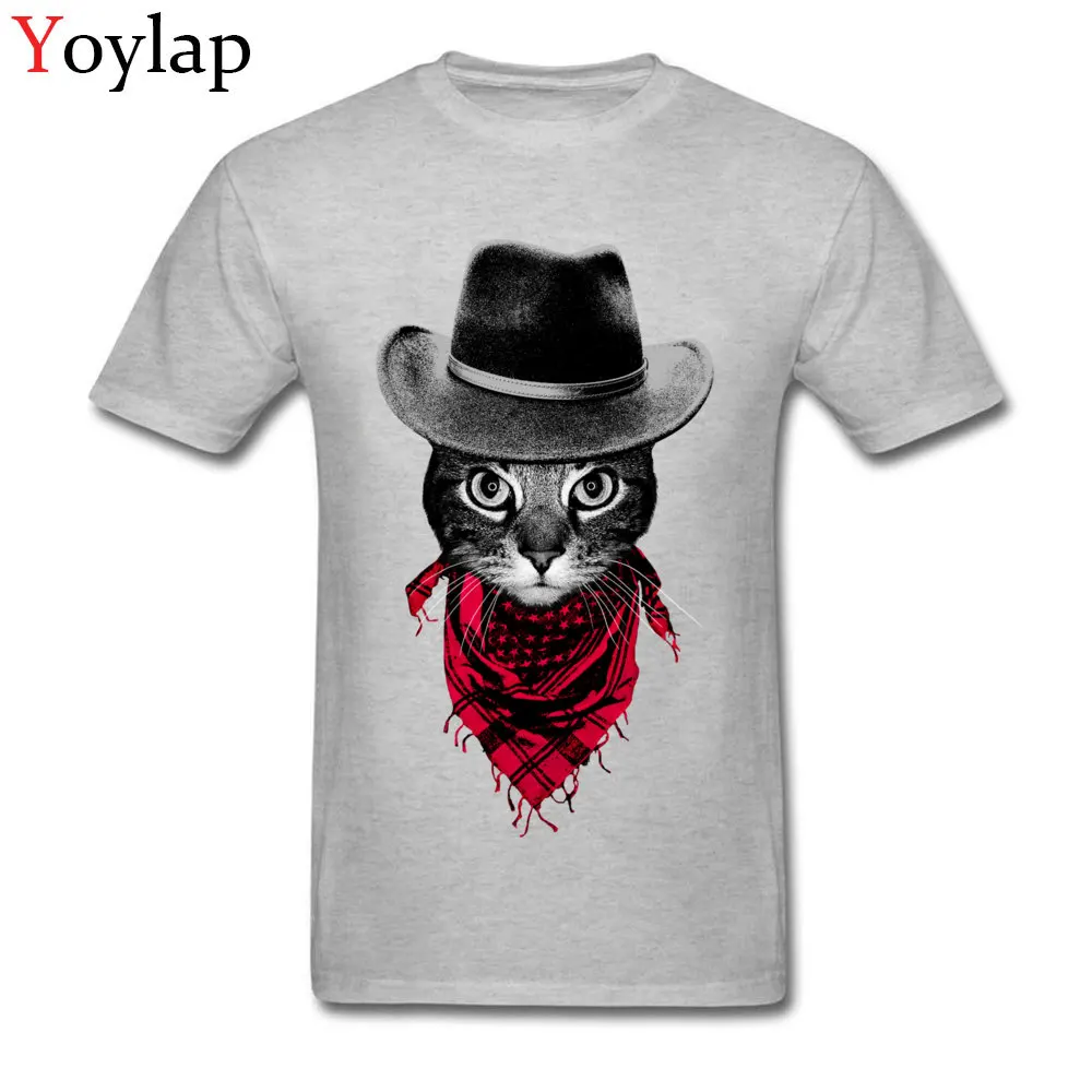 

White Classic Hip Hop Rock Band Cool Cowboy Cat Slim T Shirt Men's Fashion Cartoon 3D Print Tops Tees USA Size XXL/XXXL