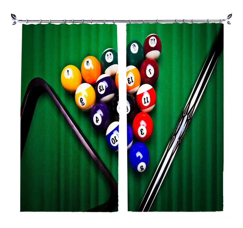 

Billiards Curtains Luxury 3D Window Curtains Living Room office Bedroom Rideaux Cortinas Drapes Customized size green pillowcase