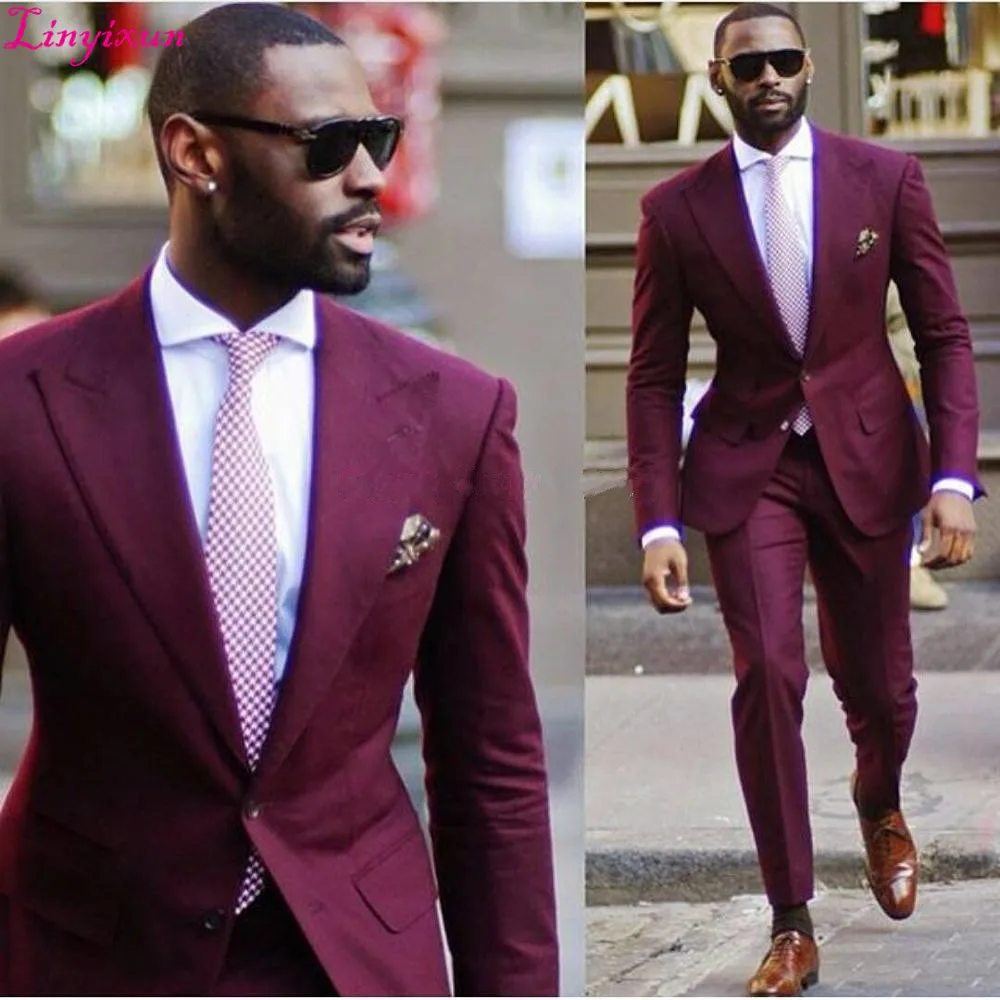

Linyixun Mens Wedding Suits 2020 New Arrival Design Purple Men Suits Tuxedos Slim Fit Mens Prom Suits Prom Tuxedos
