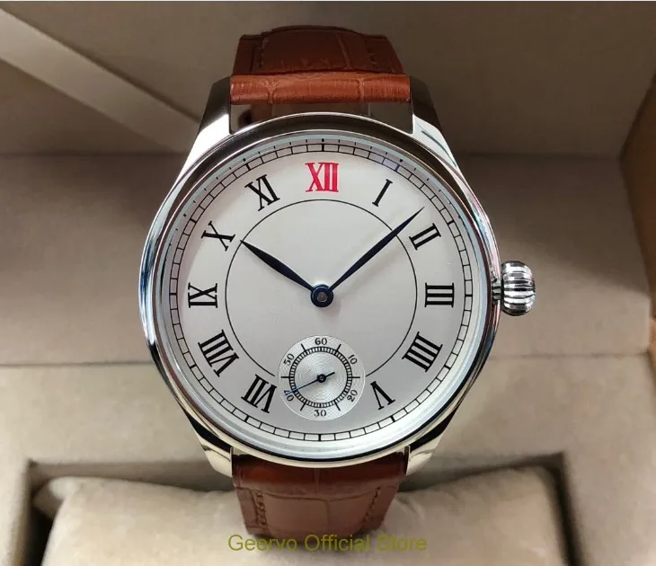 

44mm GEERVO Asian 6498 17 jewels Mechanical Hand Wind movement men's watch Roman Mechanical watches gr222-8