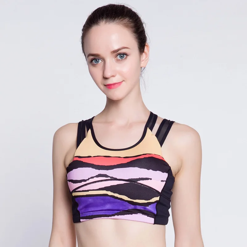 High quality Yoga bra underwear printing speed dry running summer elastic shockproof fitness gather no rims XF | Спорт и развлечения