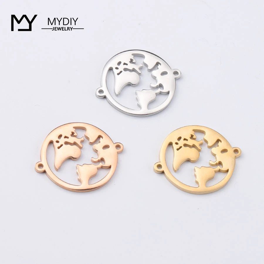 DIY зеркало ручной работы из нержавеющей стали вырез кулон с картой мира Linker карта