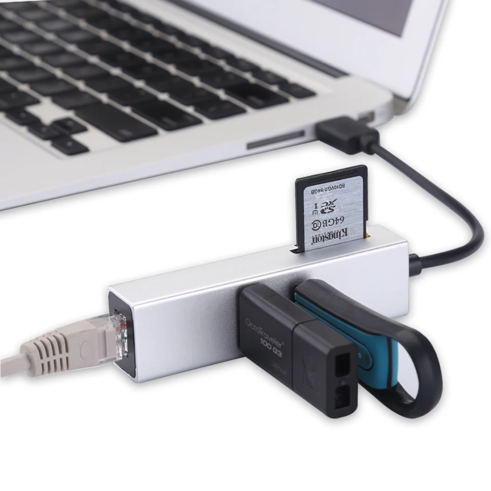 USB Hub с RJ45 Gigabit Ethernet сетевой SD Card Reader 2 USB 3,0 адаптер конвертер для MacBook Pro
