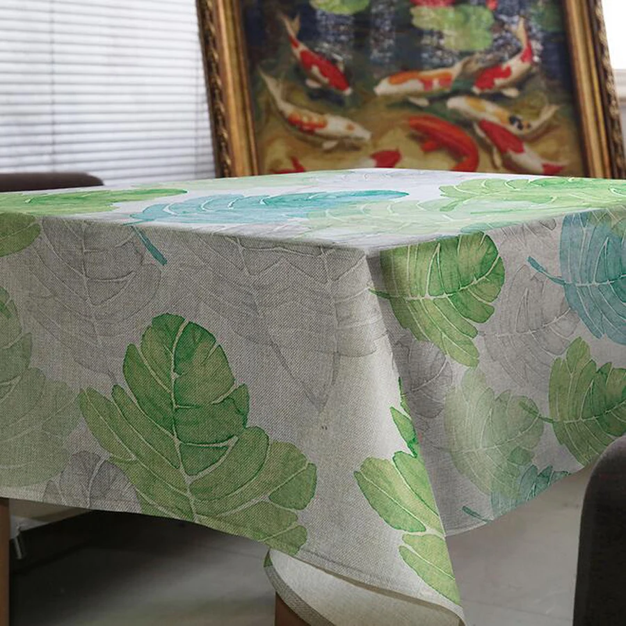 Скатерть из хлопка и льна с принтом растений|table cover|print tableclothdecorative table cover |