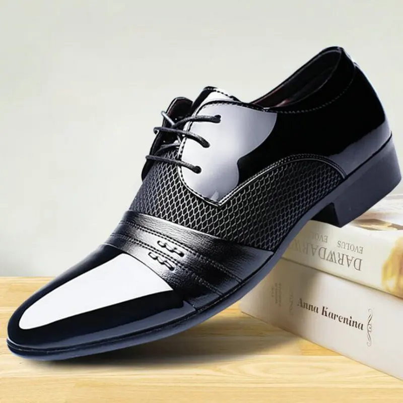 

2019 Men Leather Shoes Oxford PU Leather Men's Dress Shoes Business Flat Shoes Breathable Men's Banquet Wedding Shoes 38-48