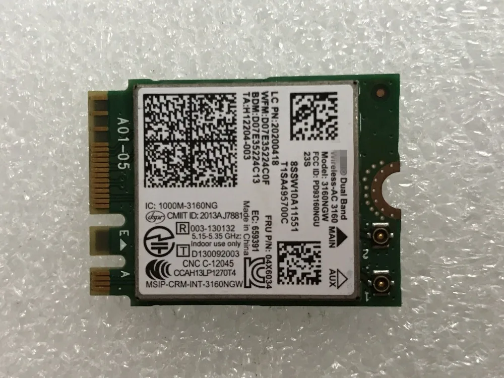 Двухдиапазонная Беспроводная AC 3160 3160NGW Wifi + 4 0 Bluetooth комбинированная сетевая карта