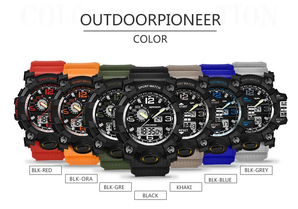 Men's Sport Watch Digital Military Wristwatch Date Seconds Dual Display Waterproof Army Outdoor Relogio Masculino Dropship F510 |