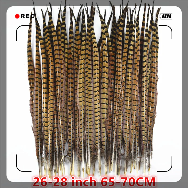 50 шт./лот натуральные Ringneck Перья из хвоста фазана для рукоделия 25-75cm10-3" Свадебные украшения фазан перо Плюмы - Цвет: 65-70CM 26-28Inch