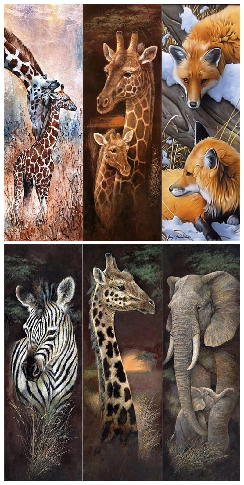 Алмазная вышивка с животными 5D DIY бриллиантовый рисунок Рождество Tigers And Giraffes