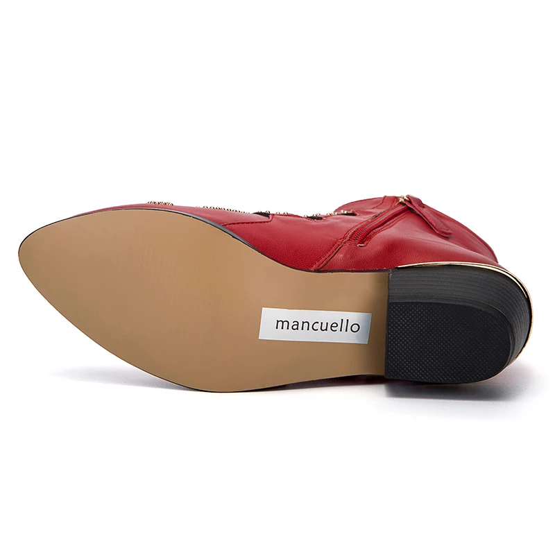 Mancuello/23 конструкции Пояса из натуральной кожи с заклепками зимние сапоги для