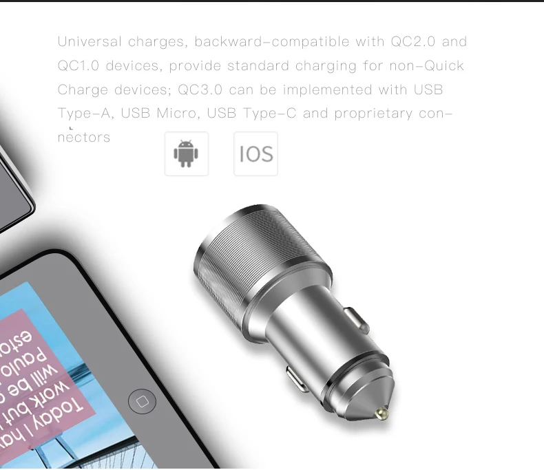 QC3.0 двойное USB быстрое автомобильное зарядное устройство 12 В до 24 В два порта Быстрая зарядка для iPhone samsung huawei Xiaomi htc LG