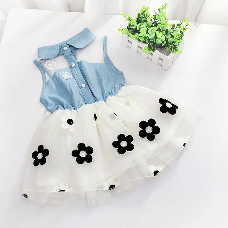 New Princess Baby Girl's Kids Denim Sleeveless Tops Tulle Tutu Mini Dresses | Детская одежда и обувь