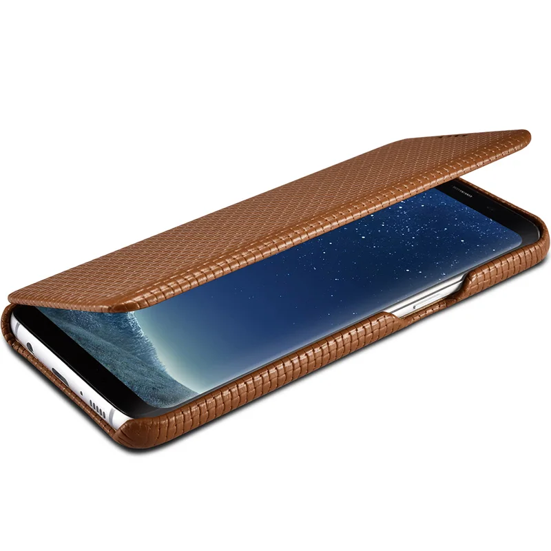 Роскошный Ультратонкий Флип-кейс из парчи чехол натуральной кожи для Galaxy S8 Plus
