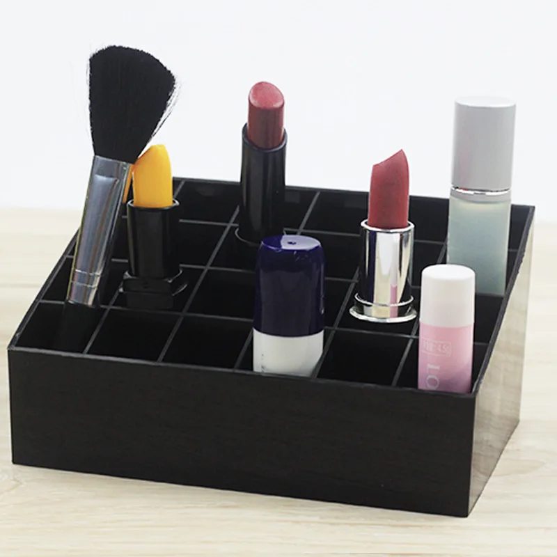24 Grid Lipstick Racks For Desktop Storage Organizer Transparent Small Objects Cosmetics Eyebrow Pencil Holder | Дом и сад