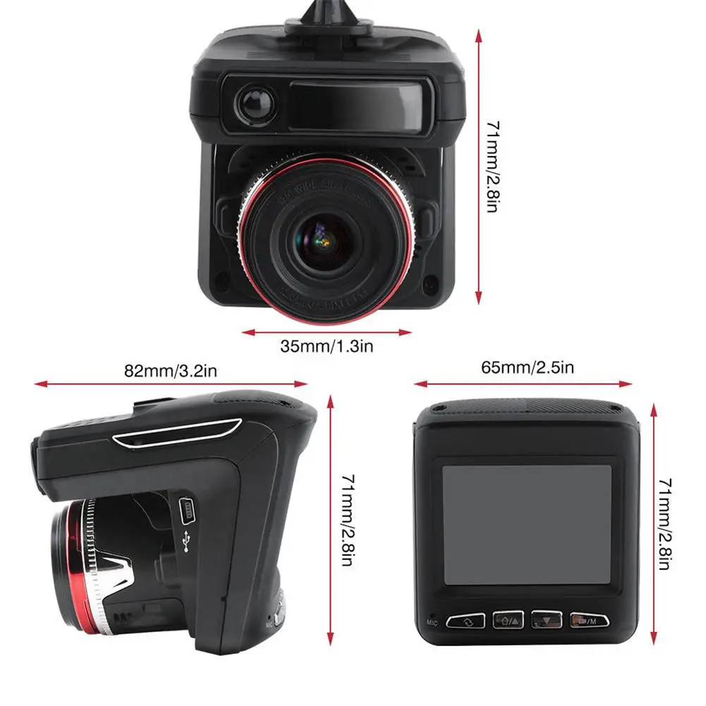 

carelong 2 In 1 HD 1080P Car Driving Recorder Car DVR LCD Radar Speedometer Universal Traffic Warning Driving Recorder 2.4 Inch