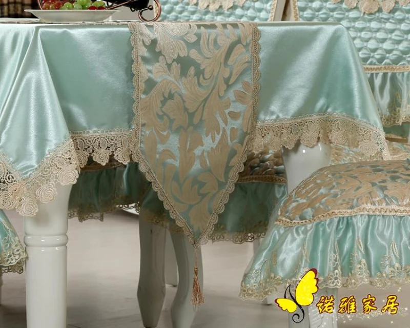 2017 New Arrival Table Cloth High Towel Quality Lace Tablecloth Decorative Elegant blue Cover | Дом и сад