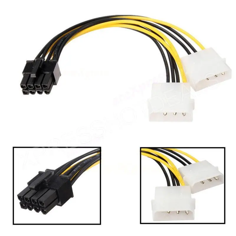 5 шт. двойной 4-контактный Molex IDE до 8-контактный PCI-E Express кабель питания для
