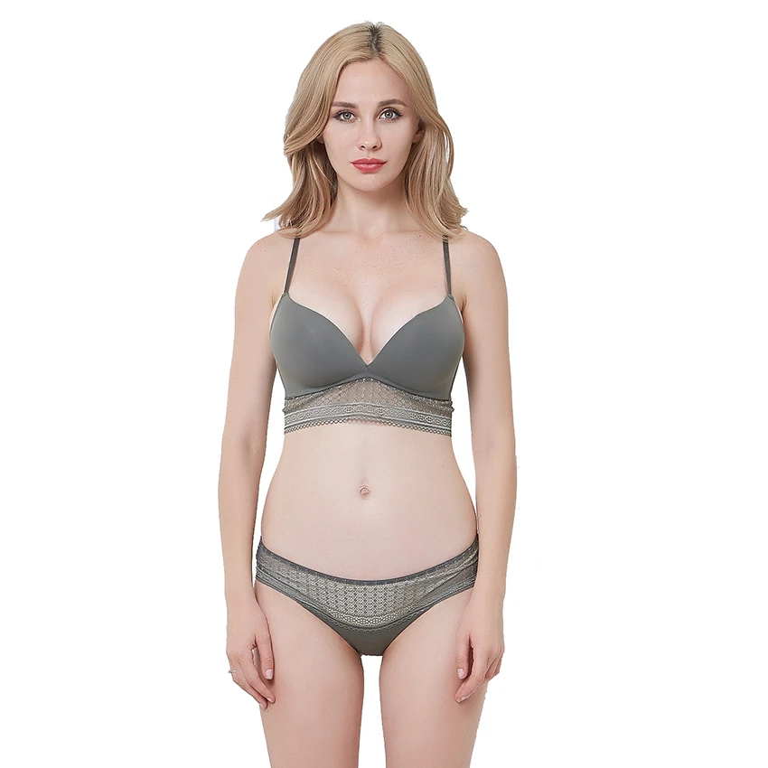 Гладкий мягкий тонкий бюстгальтер без косточек с кружевом комплект нижнего