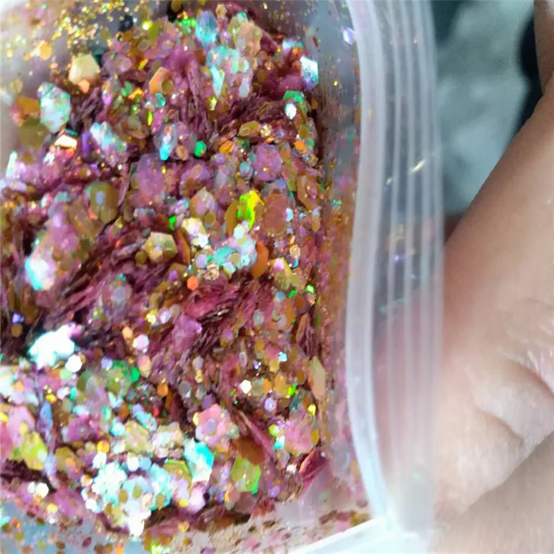 50 г/пакет голографические Блестки для дизайна ногтей (хромовый пигмент не