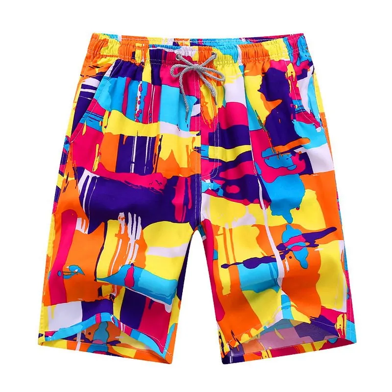 multicolor NIBESSER мужские модные повседневные пляжные шорты, быстросохнущие шорты, мужские пляжный шорты купальник, плавки, пляжная одежда размера плюс, шорты 4XL - Цвет: multicolor
