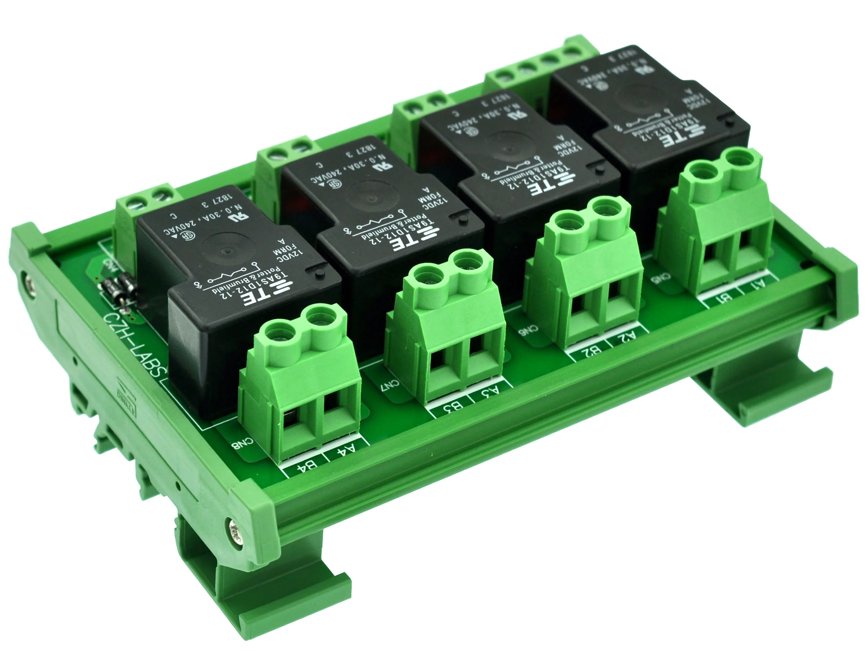 CZH-Labs DIN Rail Mount 12V Passive 4 SPST-NO 30Amp Power Relay Module. | Электронные компоненты и принадлежности