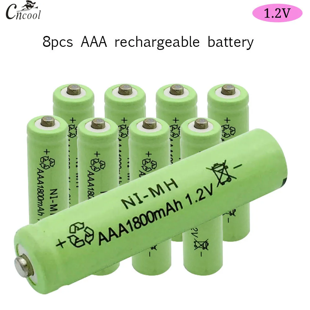 8 шт. AAA Ni MH 1 2 В аккумуляторная батарея 1800 мАч 3A Аккумуляторы для мышка с камерой