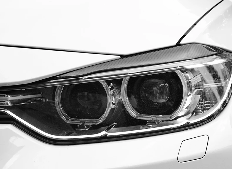 2 шт углеродное волокно Верхняя и нижняя накладки на фары для BMW F30 320i 325i 316i