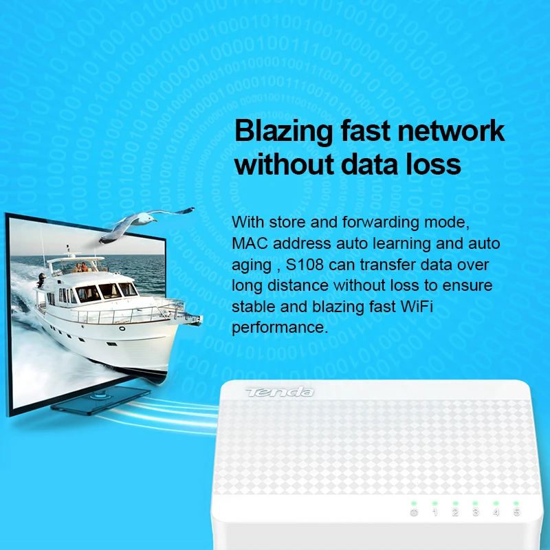 Tenda S105 Ethernet коммутатор 5 портов s мини настольный сетевой коммутатор 10 м/100 м RJ45 порт полный дуплексный LAN концентратор Plug and Play Простая настройка