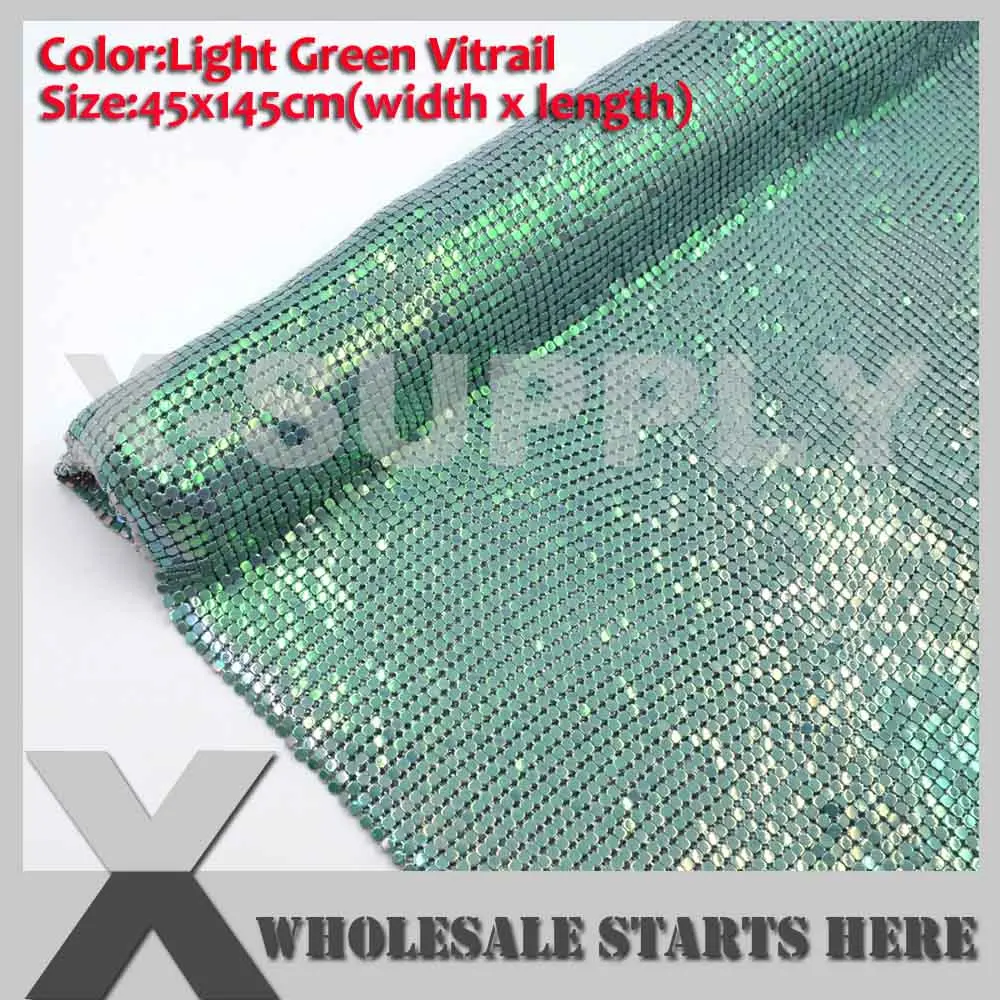 Light Green Vitrail Металлическая алюминиевая ткань, Сетчатое покрытие, без железа, клеевая подложка, используется для бюстгальтера, свадебные вечерние платья, вечерние, покрытия - Цвет: Light Green Vitrail