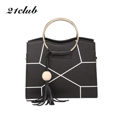 Повседневная Лоскутная кисточка с металлическим кольцом и ручкой маленькая