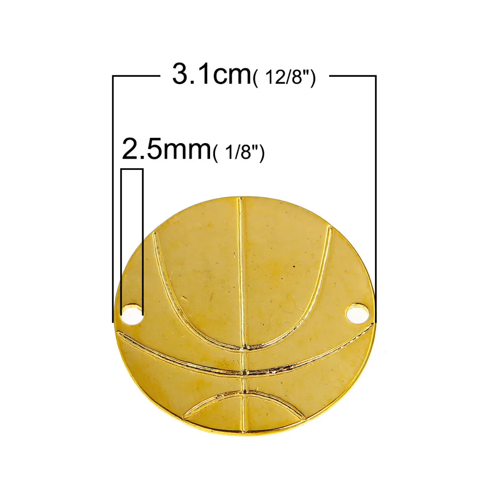 Дорин Box цинкового сплава на основе Баскетбол Круглый Кулон серебро Золотой Цвет