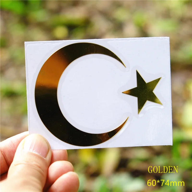 Three Ratels MT 021# 60*74mm Turkish Flag turkey Crescent Moon of Turkey Star metal nickel car sticker auto stickers|stickers auto|auto carauto |