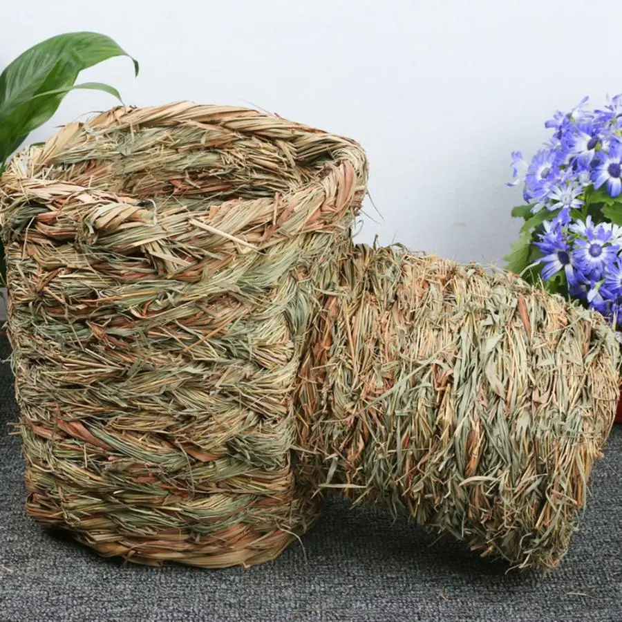 T Shaped Straw Tunnel Rabbit Hamster Playing Toys Smalls Animals Soft Natural Straw Small Pet Sleeping House