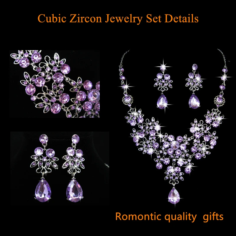 Fashion Luxury Crystal Jewelry Sets Rhinetone Wedding Necklace Earrings Set for Women Brides Wife Sister | Украшения и аксессуары