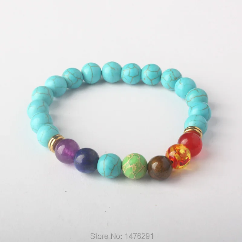 8x8MM Mix 7 Color Bracelets Rose Crystal Volcanic Snowy obsidian Beads Chakra Healing Bracelet For Men Women Prayer Stones 7&quotL |