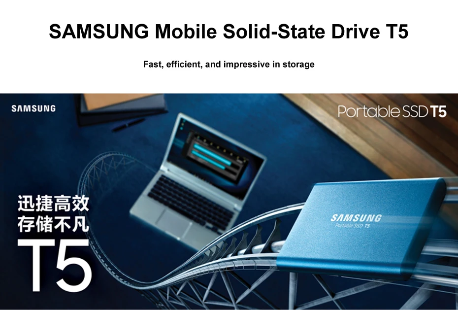 Samsung T5 внешний Ssd Usb3.1 Gen2(10 Гбит/с) 2 ТБ жесткий диск внешний твердотельный Hdd диски для ноутбука планшета