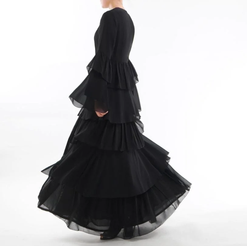Мусульманская яркая abaya для взрослых Арабская каскадная Абая с оборками