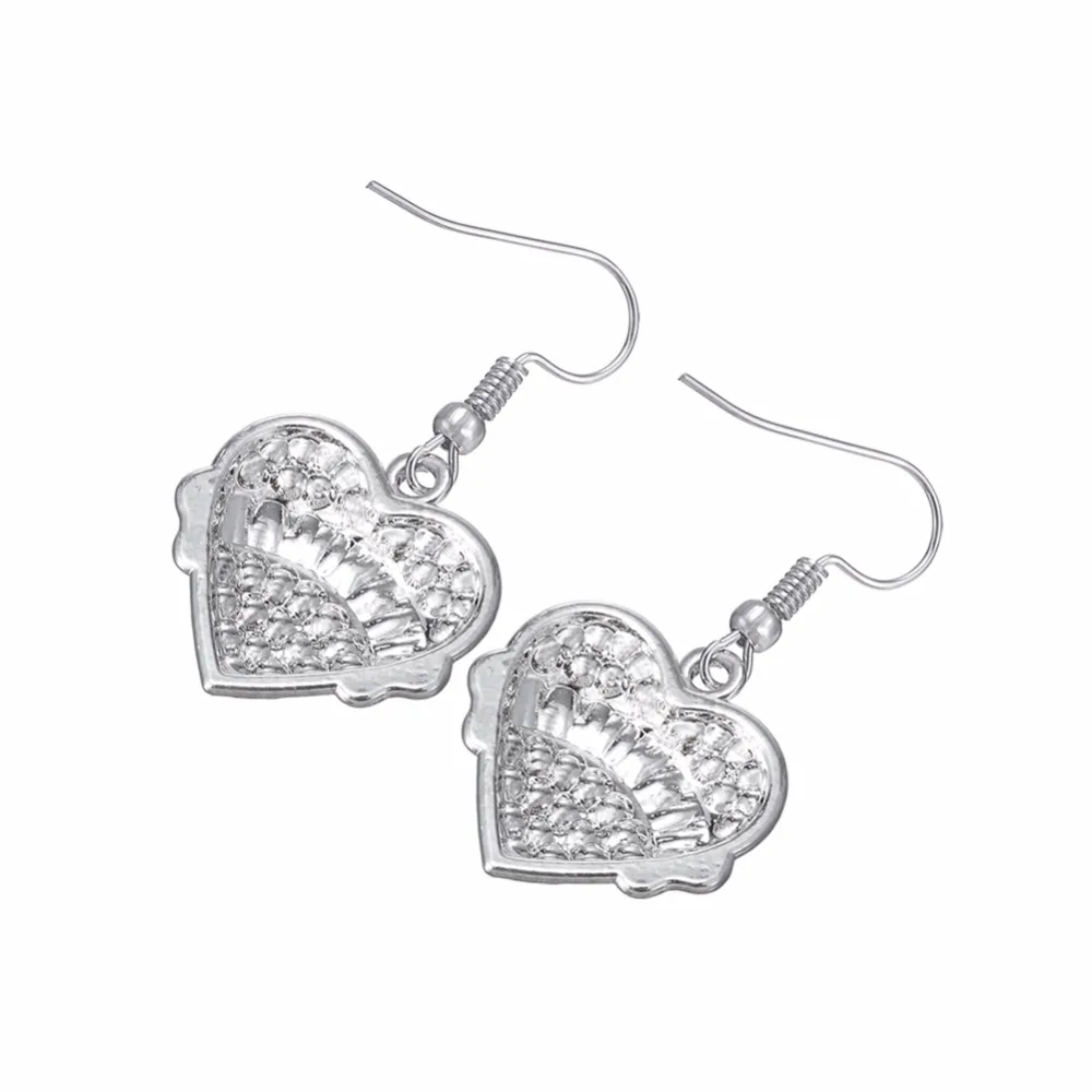 Серьги-подвески в форме сердца с кристаллами виде рыболовного крючка модные