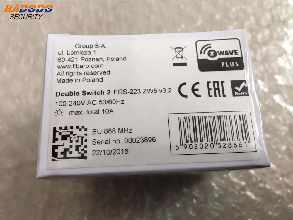 FIBARO беспроводной Z-Wave plus двойной переключатель 2 FGS-223 EU868.42MHz таймер настройки измерения энергии и мощности для выключателей
