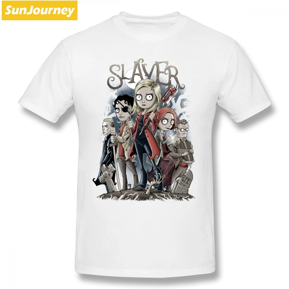 Buffy The Vampire Slayer, Мужская футболка, новинка, для отдыха, негабаритных размеров, хлопок, Crewneck, футболки с коротким рукавом - Цвет: Белый