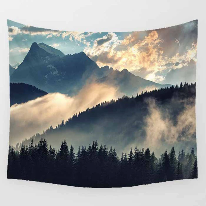 Гобелен с единорогом синяя звезда небо мандала волк настенный гобелен украшение