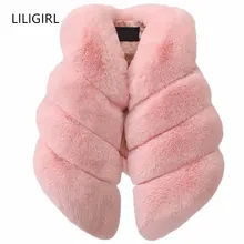 LILIGIRL/ г. Осенне-зимний жилет из кроличьего меха для девочек и теплая меховая куртка из искусственного меха для мальчиков плотная верхняя одежда для детей, топы, одежда