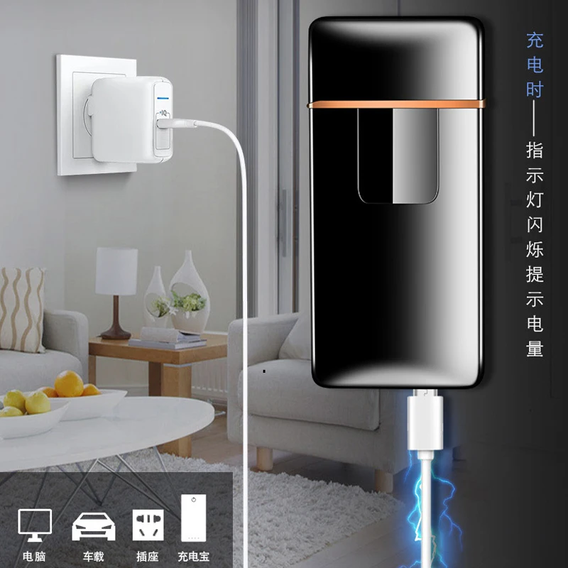 Новинка тонкая usb зарядка зажигалка с сенсорным экраном электронные зажигалки